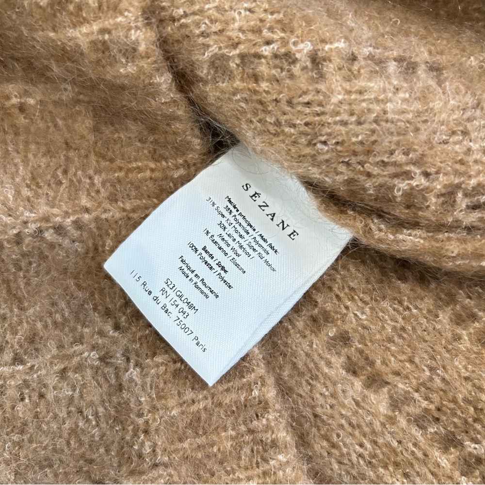 Sezane Camille Cardigan Womens Sweater Sz XS Camel French Vibes Soft Cozy Comfy - Picture 9 of 12